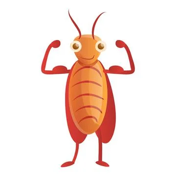 Bodybuilder cockroach icon, cartoon style Stock Illustration