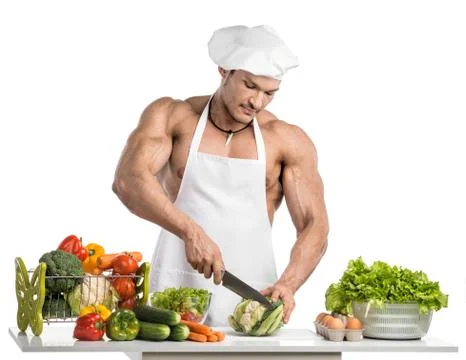 Bodybuilder cook Stock Photos