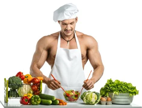 Bodybuilder cook Stock Photos