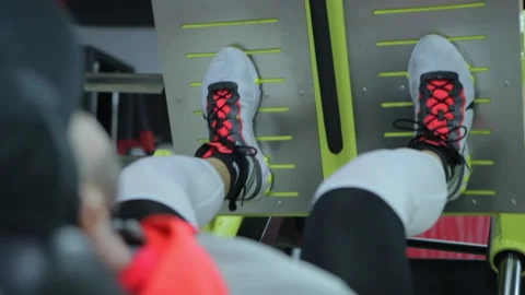 Bodybuilder Doing Leg Press Workout Exercise In A Modern Gym Stock Footage 143121604