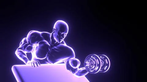 Bodybuilder with dumbbells Stock Illustration