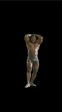 Bodybuilder Flexing his Muscles w/ Alpha Matte Stock Footage 78151