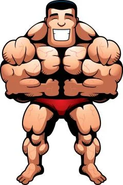 Bodybuilder Flexing Stock Illustration