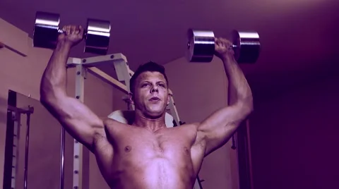 Bodybuilder in a gym Stock Footage 46129679