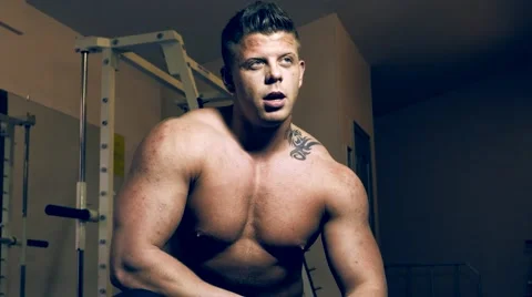Bodybuilder in a gym Stock Footage 46129710