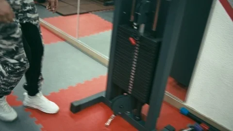 Bodybuilder in gym Stock Footage 90307365