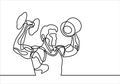 Bodybuilder. gym logo vector-continuous line drawing Stock-Illustration