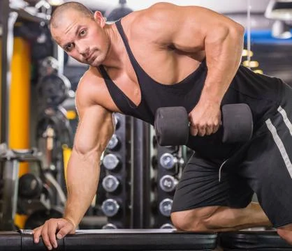 Bodybuilder at gym Stock Photos