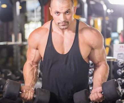 Bodybuilder at gym Stock Photos