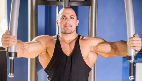 Bodybuilder at gym Stock Photos