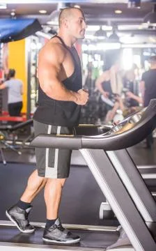 Bodybuilder at gym Stock Photos