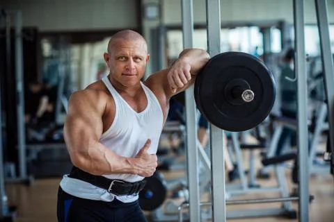 Bodybuilder in the gym Stock Photos