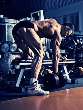 Bodybuilder in gym Stock Photos