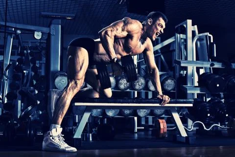 Bodybuilder in gym Stock Photos