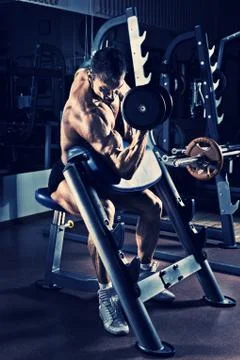 Bodybuilder in gym Stock Photos