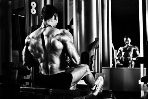 Bodybuilder in gym Stock Photos