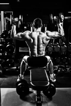 Bodybuilder in gym Stock Photos