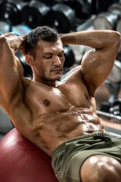 Bodybuilder in gym Stock Photos