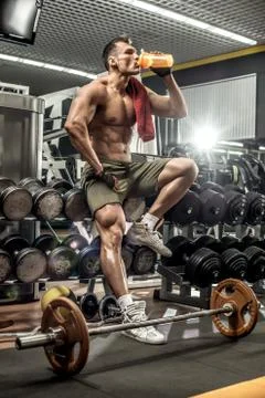 Bodybuilder in gym Stock Photos