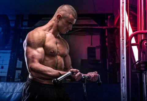 Bodybuilder in gym Stock Photos