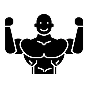 Bodybuilder icon, vector illustration, black sign on isolated background Stock Illustration