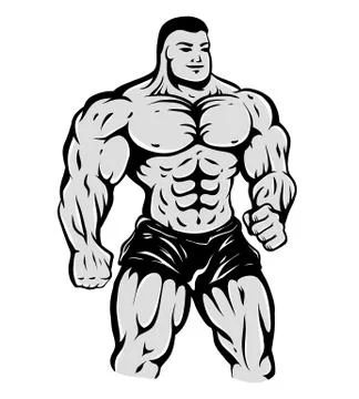 Bodybuilder on isolated background. Stock Illustration