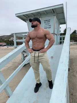 Bodybuilder as a Lifeguard Stock Photos