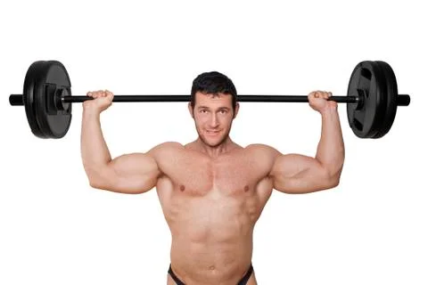 Bodybuilder lifting weights. Foto stock