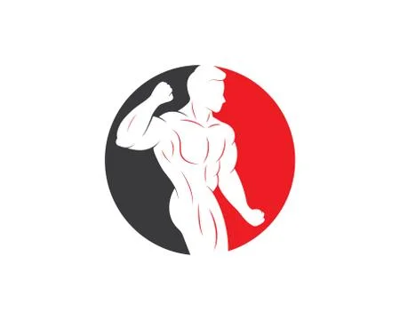 Bodybuilder Logo Template. Vector object and Icons for Sport Label, Gym Badge Stock Illustration