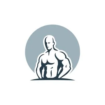 Bodybuilder logo on white background Stock Illustration