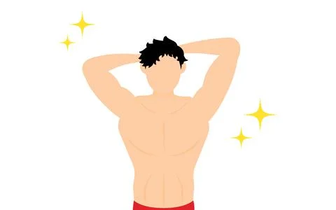 Bodybuilder man posing with hands behind head 스톡 일러스트