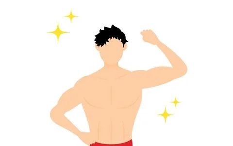 Bodybuilder man posing with one hand making a power bump 스톡 일러스트