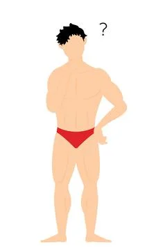 A bodybuilder man with a question on his mind Stock Illustration
