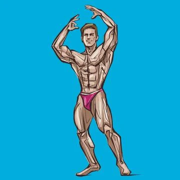 Bodybuilder muscle man Stock Illustration