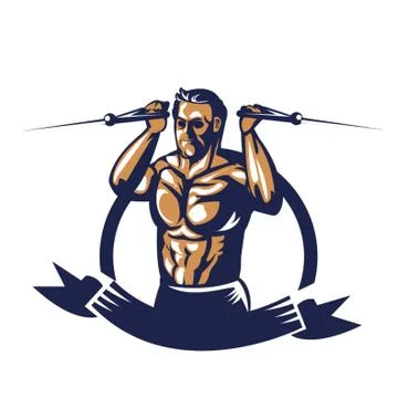 Bodybuilder Pulling Cable Extension Poster Ilustración de archivo