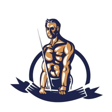 Bodybuilder Pulling Cable Extension Poster Ilustración de archivo
