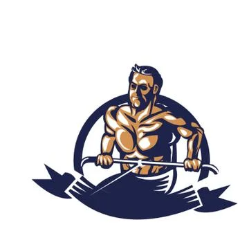 Bodybuilder Pulling Cable Extension Poster Ilustración de archivo