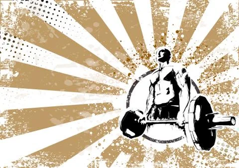Bodybuilder retro poster background Stock Illustration