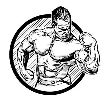 Bodybuilder in the ring Stock Illustration