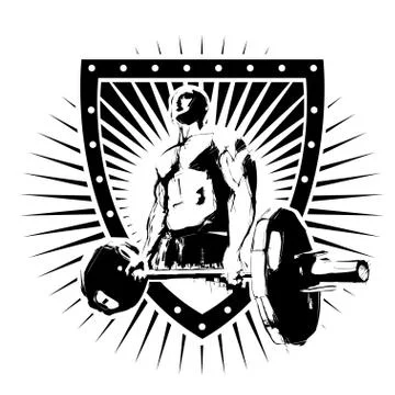 Bodybuilder shield Stock Illustration