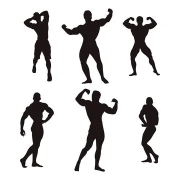 Bodybuilder silhouette collection. Stock Illustration