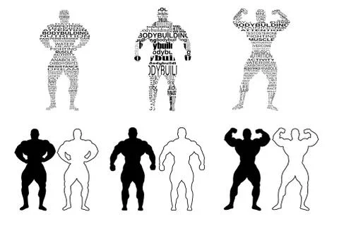Bodybuilder silhouettes Stock Illustration