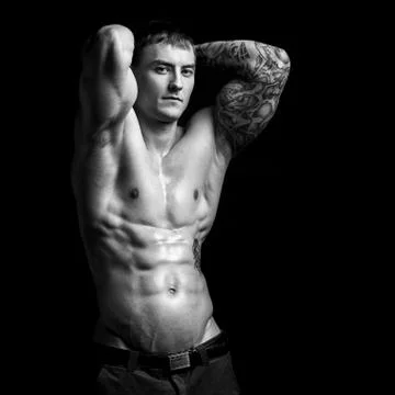 Bodybuilder in studio Stock Photos