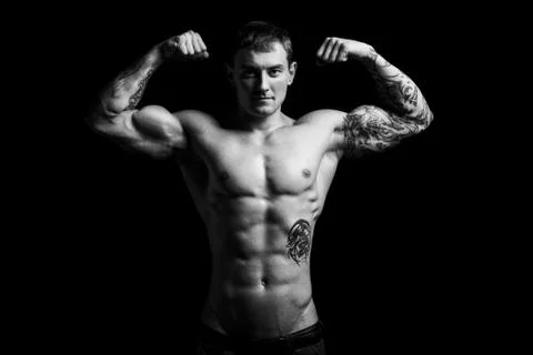 Bodybuilder in studio Stock Photos
