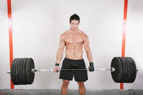 Bodybuilder training in a gym Stock Photos