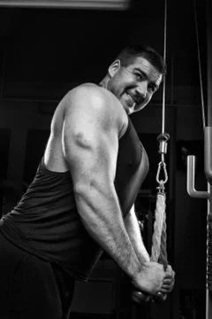 Bodybuilder training in gym Stock Photos