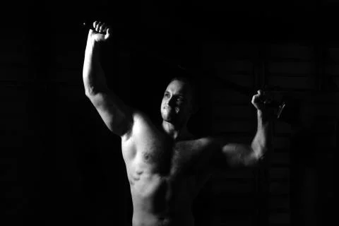 Bodybuilder training in the gym Stock Photos