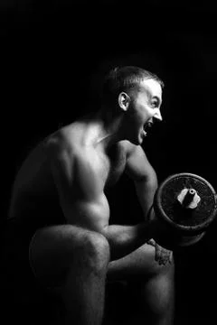 Bodybuilder training in the gym Stock Photos