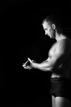 Bodybuilder training in the gym Stock Photos