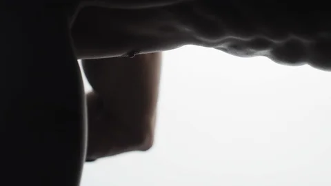 Bodybuilder on white background Video stock 128346604